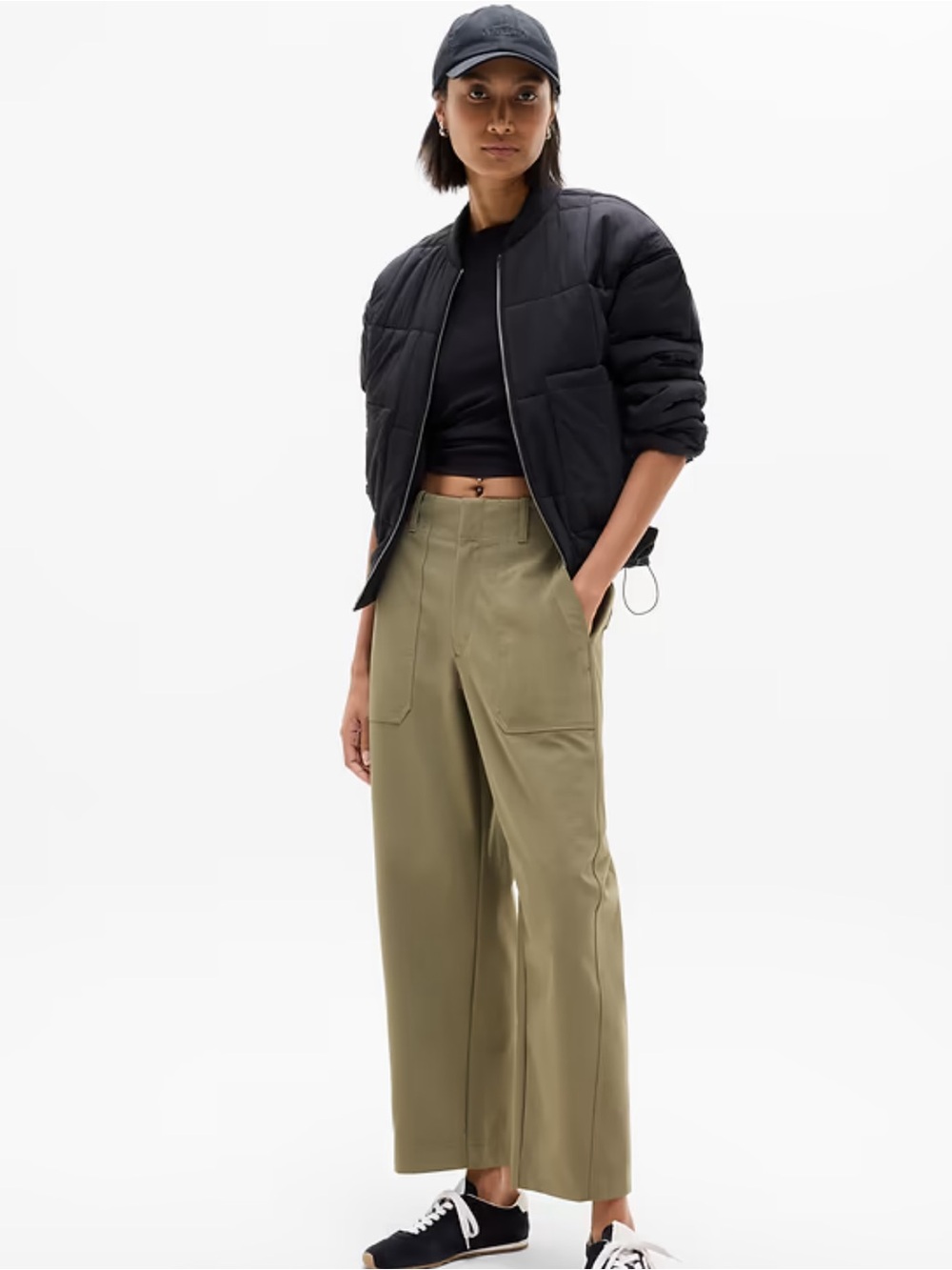 Skyline High Rise Barrel Leg Pant by Athleta in Olive Branch